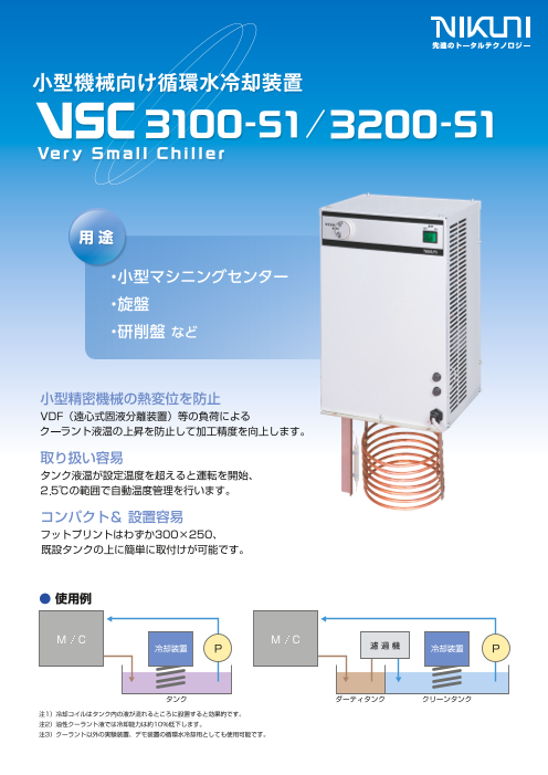 小型機械向けチラー 循環水冷却装置vsc 株式会社ニクニ のカタログ無料ダウンロード 製造業向けカタログポータル Aperza Catalog アペルザカタログ